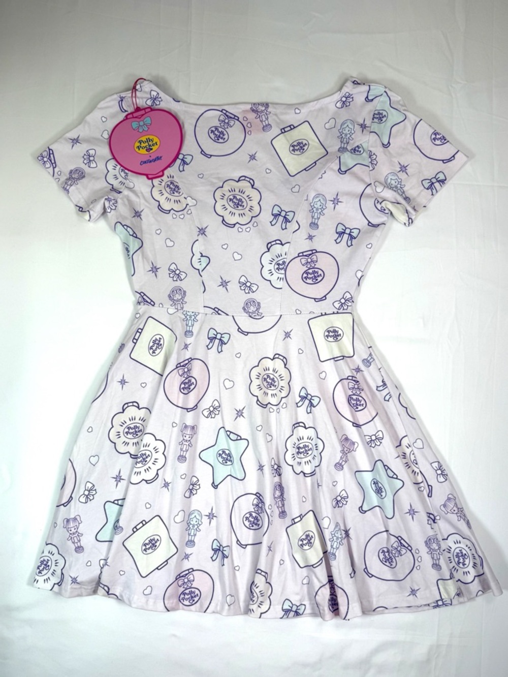 NWT POLLY POCKET X CAKEWORTHY Women’s M Dress Y2K Coquette Kawaii Mini Dress NEW - Picture 11 of 16
